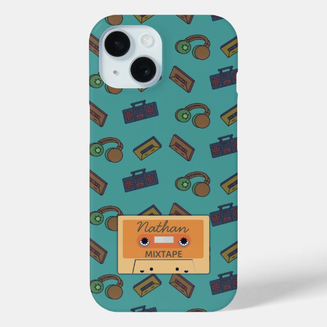 Coques Case-Mate iPhone Retro Music Collage Mixtape Personnalisé (Verso)