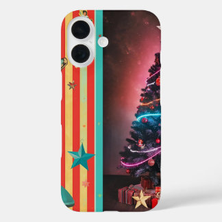 Coque Pour iPhone 16 Retro Neon Christmas