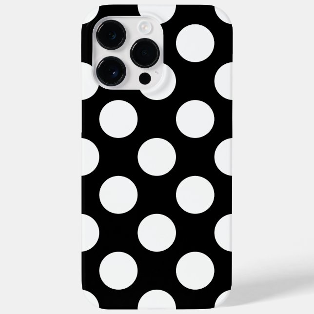 Coques Case-Mate iPhone Rétro noir et blanc à pois (Verso)