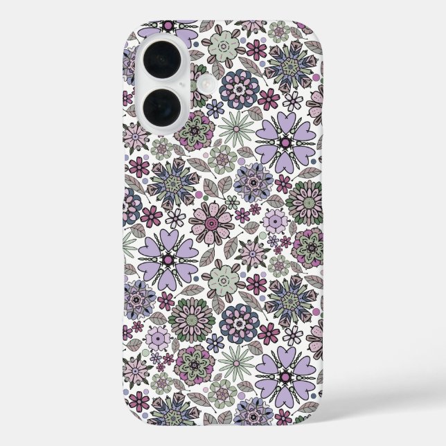 Coques Case-Mate iPhone Retro Pastel rose violet Floral Motif sans couture (Verso)