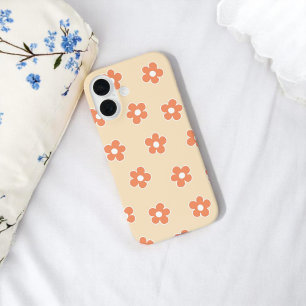 Coque Pour iPhone 16 Retro Peach Floral Whimsy Preppy Hippie Spring