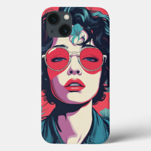 Case-Mate iPhone Case Retro Pop Art femme avec lunettes de soleil rouge 