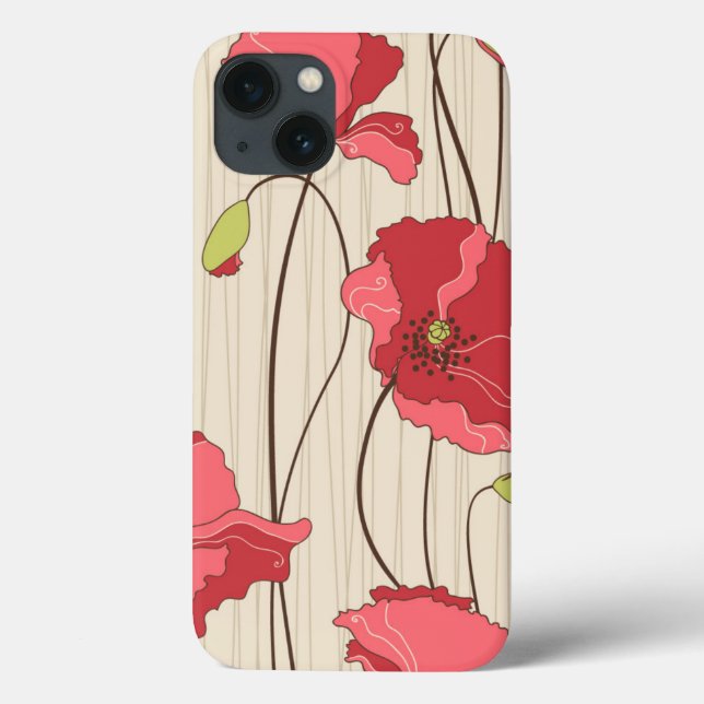 Coques Case-Mate iPhone Retro Poppies Pattern (Verso)
