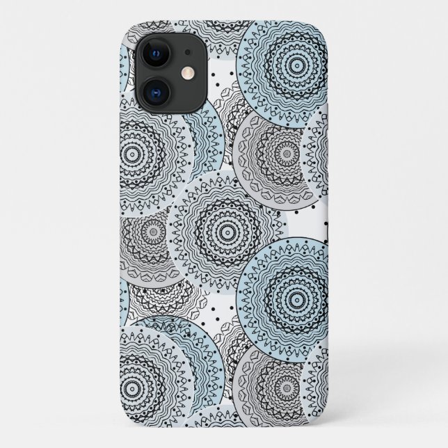 Coques Case-Mate iPhone Rétro, rétro motif, bleu et gris, élégant (Dos)