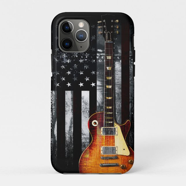 Coques Case-Mate iPhone Retro Rock N Roll American Flag Guitare (Dos)