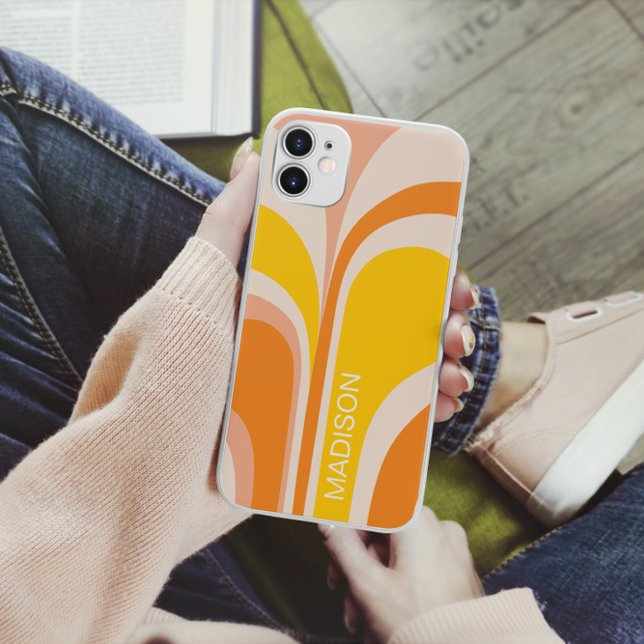 Coques Case-Mate iPhone Retro Super Peach Orange Yellow Name (Créateur téléchargé)