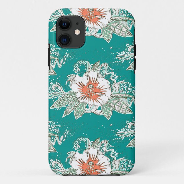 Coques Case-Mate iPhone rétro surf hibiscus (Dos)