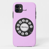 Rétro téléphone rotatoire rose de style