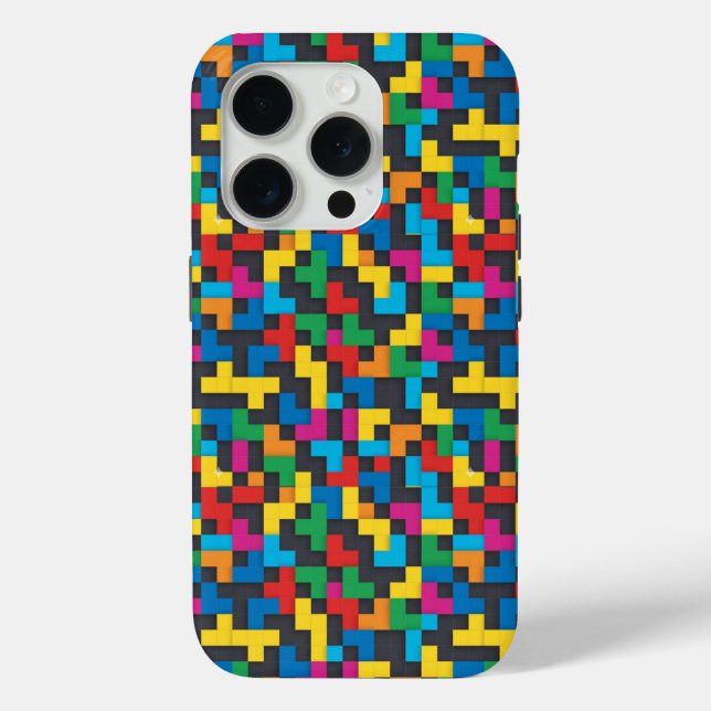 Coques Case-Mate iPhone Retro Tetris Blocks Seamless Pattern (Verso)