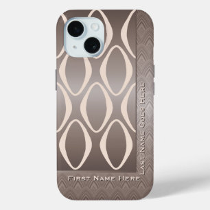 Coque Pour iPhone 15 Retro Tribal à Taupe et Amande - Personnalisé