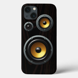 iPhone 13 Case Rétro trio en bois de haut-parleur de grain