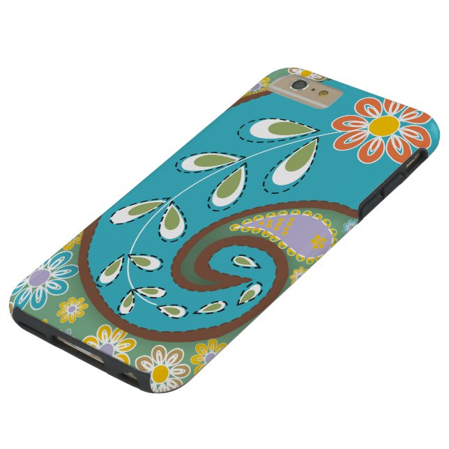 Coques Case-Mate iPhone Retro turquoise, motif cachemire marron personnali (Haut)