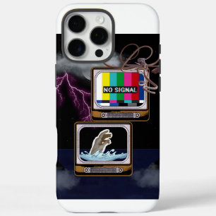 Coque iPhone 16 Pro Max Retro TV No Signal Ocean Storm Surreal Art
