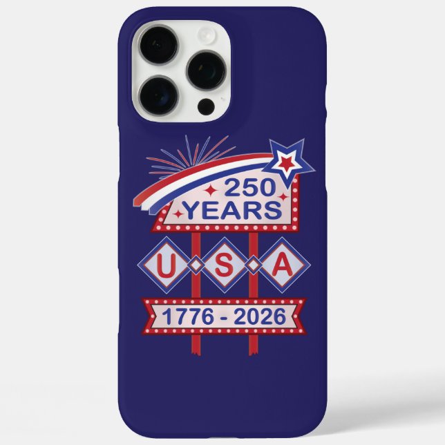 Coques Case-Mate iPhone Retro USA 250th Anniversary Marquee Sign 1776-2026 (Verso)