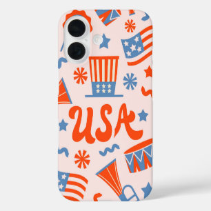 Coque Pour iPhone 16 Retro USA Parade - 4 juillet