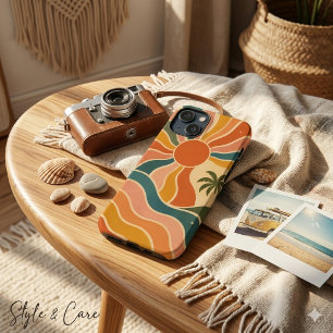Case-Mate iPhone Case Rétro Vagues et Palmiers du Coucher de Soleil des