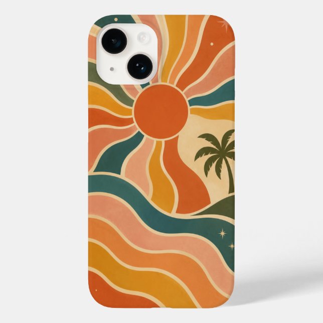 Coques Case-Mate iPhone Rétro Vagues et Palmiers du Coucher de Soleil des  (Verso)