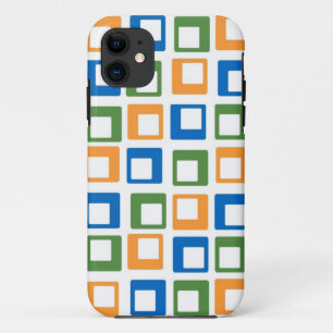 Coques Pour iPhone Rétro vert-bleu orange géométrique des carrés 