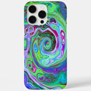 Coque iPhone 16 Pro Max Retro Vert, Rouge et Magenta Abstrait Super