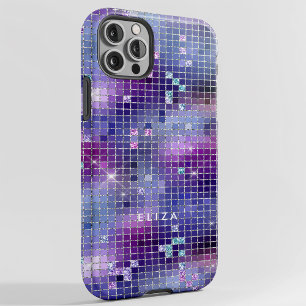 Coque Case-Mate iPhone Rétro violet rose et bleu disco miroir   Monogramm