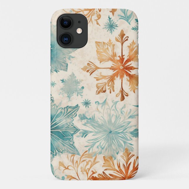 Coques Case-Mate iPhone Retro Warm and Cool Tone Snowflake Seamless Patter (Dos)