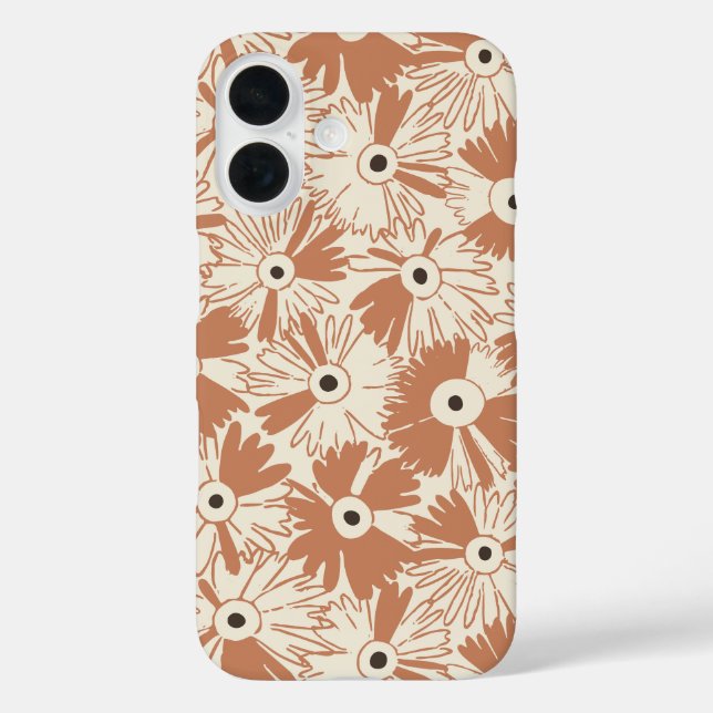 Coques Case-Mate iPhone Retro Wildflower Large Scale Floral Terracotta (Verso)