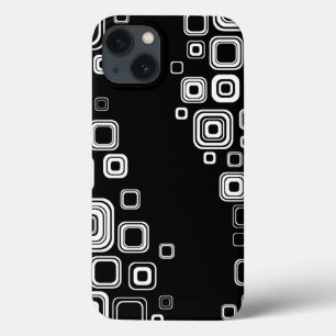 iPhone 13 Coque Rétros carrés noirs et blancs