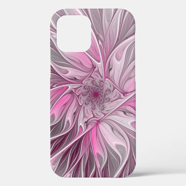 Coques Case-Mate iPhone Rêve de fleur rose fractal, Motif d'Imaginaire flo (Verso)