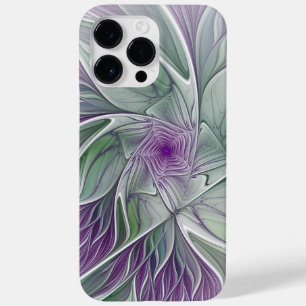Coque Case-Mate iPhone Rêve de fleurs, Abstrait violet vert Fractal Art