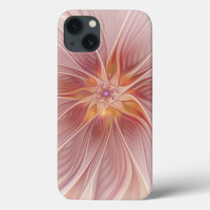 Etui iPhone 13 Rêve floral rose tendre Art fractal abstrait Fleur