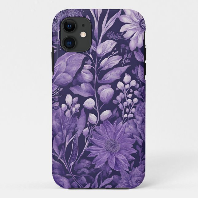Coques Case-Mate iPhone Rêve Violet, palette indigo de fleurs de fantaisie (Dos)