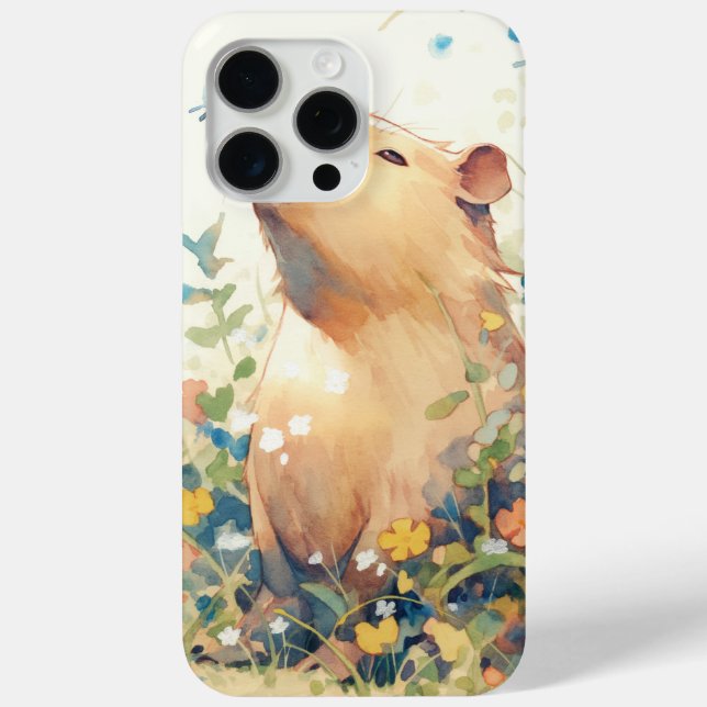 Coques Case-Mate iPhone Rêverie de capybara dans la prairie (Verso)