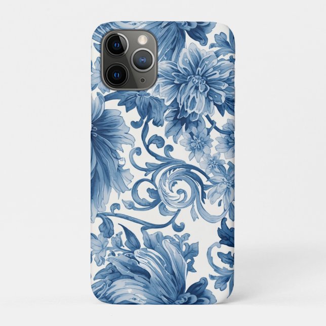 Coques Case-Mate iPhone Rêves bleus | Chinoiserie aquarelle florale (Dos)