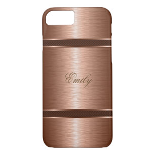 Coques Pour iPhone Revêtement en aluminium brossé Brown en cuivre mét