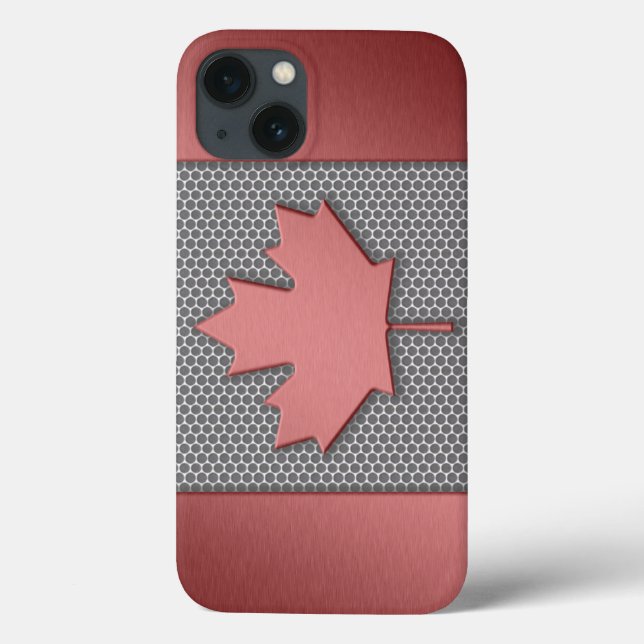 Coques Case-Mate iPhone Revêtement métallique brossé Drapeau canadien (Verso)