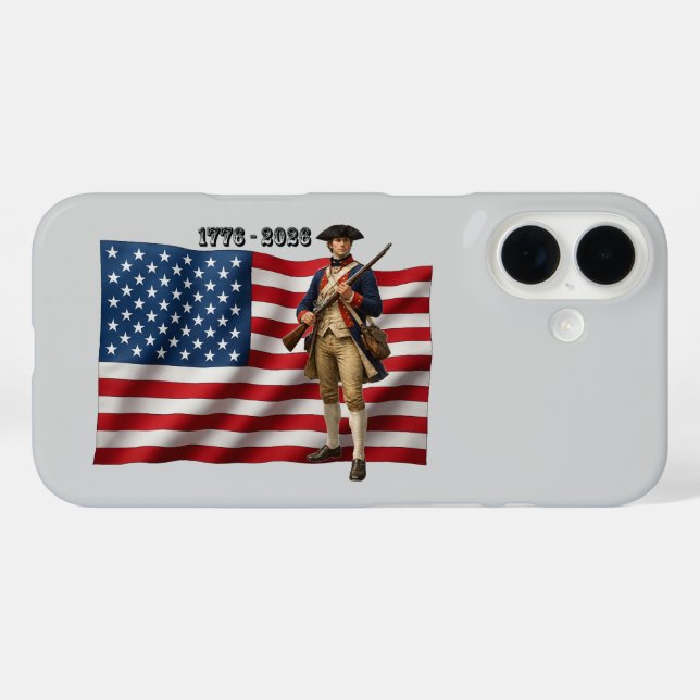 Coques Case-Mate iPhone Revolutionary War Soldier & American Flag 250 URM (Verso (horizontal))