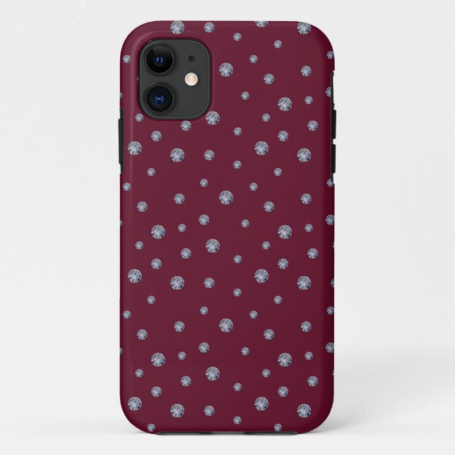 Coques Case-Mate iPhone Rhinestons sur rouge foncé (Dos)