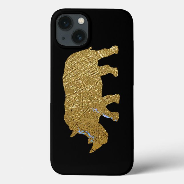 Coques Case-Mate iPhone rhinocéros couleur or imprimé (Verso)