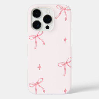 Coque iPhone 16 Pro Ribbon rose Aquarelle