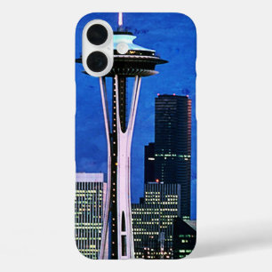Coque Pour iPhone 16 Plus Rideau de douche Blue Seattle Skyline