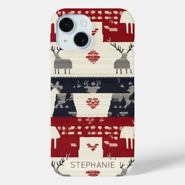 Coques Case-Mate iPhone Rindeer nordique rustique et flocon de neige | Mot (Verso)