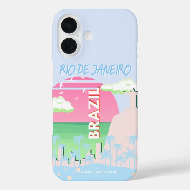 Coques Case-Mate iPhone Rio de Janeiro Brésil Voyage Art Blue Illustration (Verso)