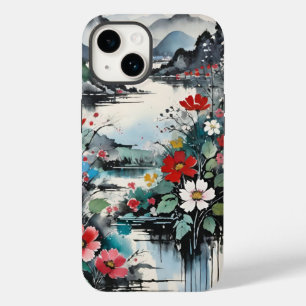 Coque Case-Mate iPhone Rivière des montagnes et aquarelle Fleur sauvage