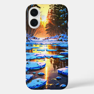Coque Pour iPhone 16 Rivière d'hiver gelée