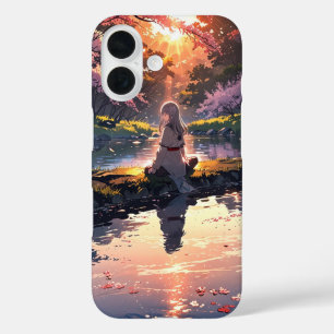 Coque Pour iPhone 16 Rivière Sunset Girl