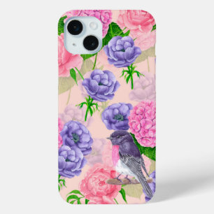 Coque Case-Mate iPhone Robin et fleurs, motif aquarelle