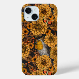 Coque Case-Mate iPhone Robins dans le jardin d'automne sur noir