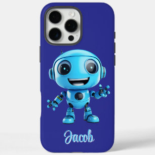 Coque iPhone 16 Pro Max Robot bleu personnalisable pour enfants