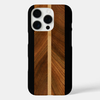 Coque iPhone 16 Pro Rocky Point Hawaiian Faux Wood Surf board 2