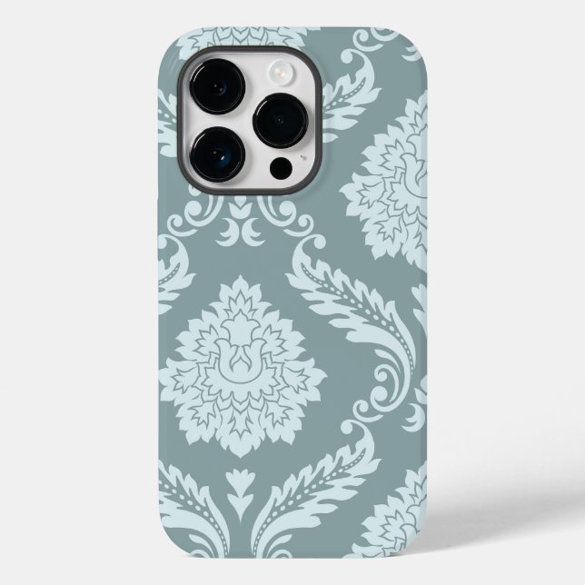 Coques Case-Mate iPhone Rococo Damask Art I Duck Egg Blue+Teal (Verso)